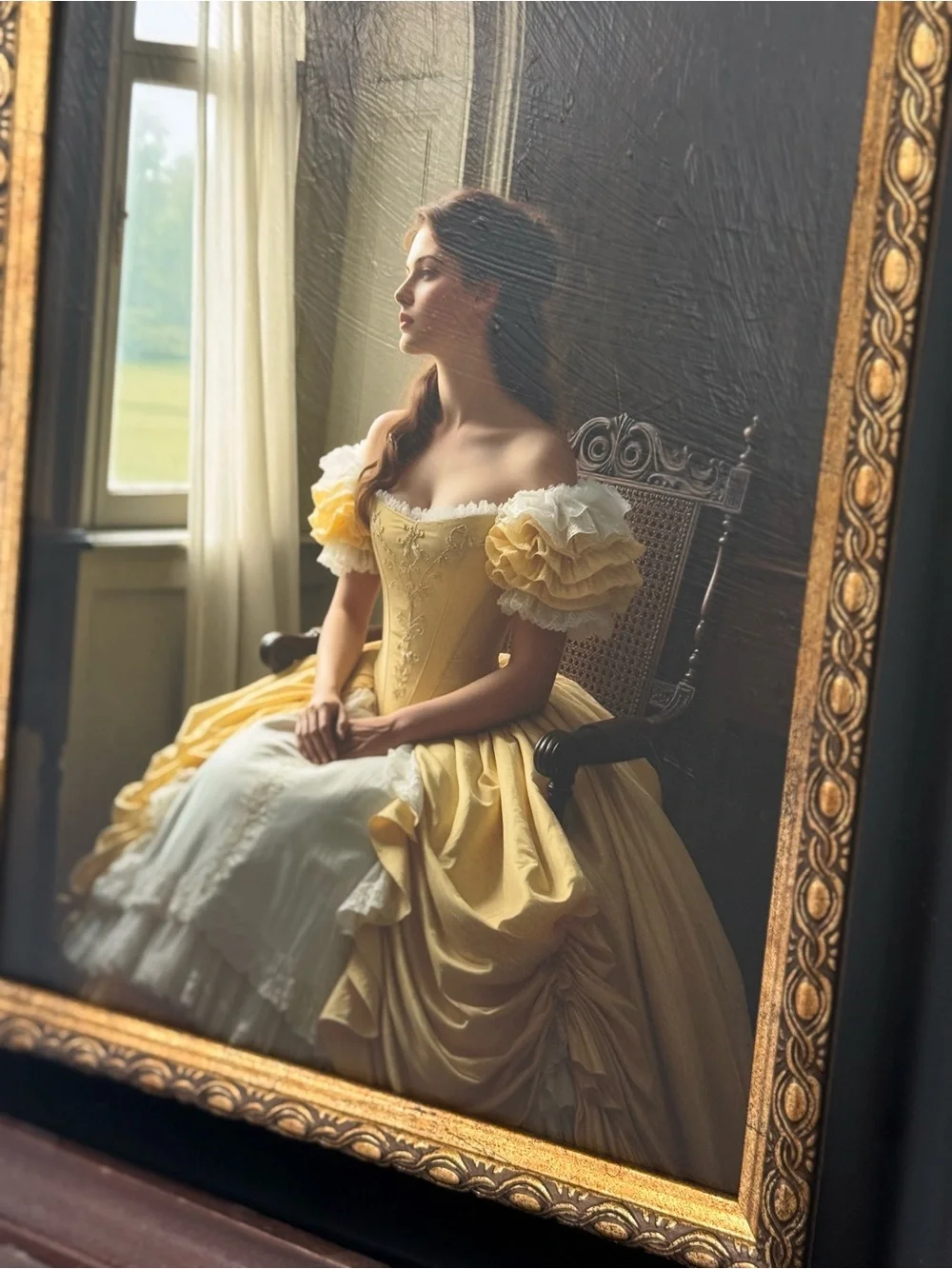 8x10” faux oil painting Belle inspired  Framed Wall Art